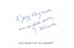 Que reste-t-il du paradis ​Delumeau​ Jean ​[AUTOGRAPH / AUTOGRAPHE / AUTOGRAF]
