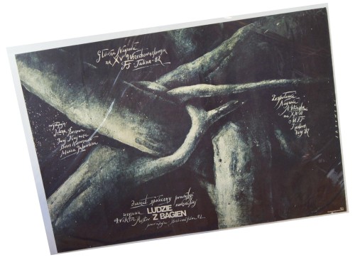 Plakat do filmu Ludzie z bagien Reż. Wiktor Rostow Projekt Wiktor Sadowski (1983)