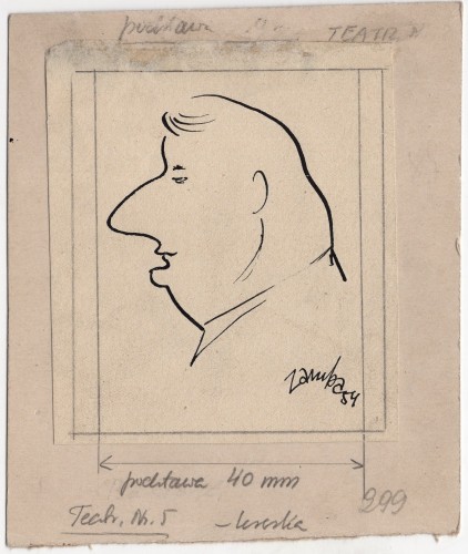 [bez tytułu] rysunek Jerzy Zaruba [tusz / papier][1954]