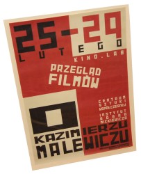 Plakat promujący Przegląd filmów o Kazimierzu Malewiczu Kino.Lab 25-29.02.2004