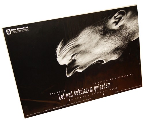 Plakat teatralny Lot nad kukułczym gniazdem Ken Kesey Teatr Dramatyczny Wałbrzych Projekt Mariusz Stachowiak (2002)