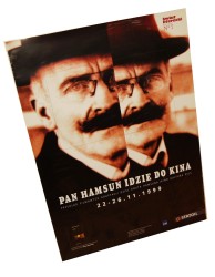 Plakat promujący Przegląd filmowych adaptacji dzieł Knuta Hamsuna Pan Hamsun idzie do kina Projekt Grzegorz Laszuk (1999)