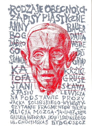Rodzaje obecności zapisy plastyczne Anny Bauer [...] 14.II.1987 Galeria Autorska Jana Kaji i Jacka Solińskiego [druk artystyczny]