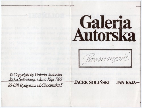 Przesunięcie Galeria Autorska Jana Kaji i Jacka Solińskiego [rozkładany druk artystyczny]