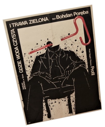 Plakat do filmu Gdzie woda czysta i trawa zielona Reż. Bohdan Poręba Projekt Jakub Erol (1977)