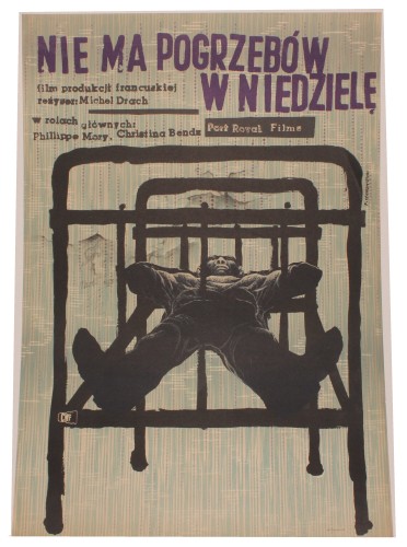 Plakat do filmu Nie ma pogrzebów w niedzielę Reż. Michel Drach Projekt Franciszek Starowieyski (1961)