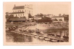 Wilno Deutsche Kolonne passiert eine Pontonbrucke uber den Wilijafluss Pocztówka [1916]