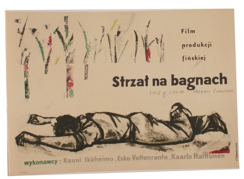 Plakat do filmu Strzał na bagnach Reż. Hannu Leminen Projekt Jerzy Jaworowski (1960)