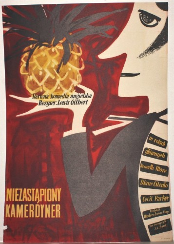Plakat do filmu Niezastąpiony kamerdyner Reż. Lewis Gilbert Proj. Irena Kuczborska (1960)