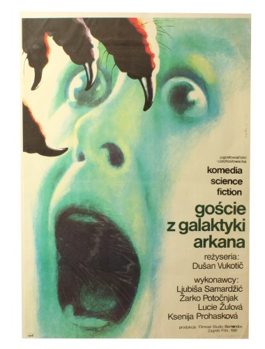 Plakat do filmu Goście z Galaktyki Arkana Reż. Dusan Vukotic Projekt W. Wałkuski (1981)