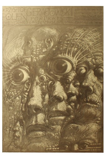 Plakat wystawowy Krzysztof Gierałtowski Portrety Projekt Franciszek Starowieyski (1983)