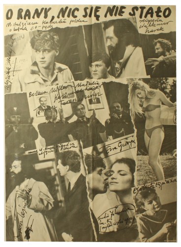 Plakat do filmu O rany nic się nie stało Reż. W. Szarek Projekt L. Majewski (1987)