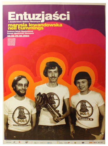 Plakat wystawowy Entuzjaści z Amatorskich Klubów Filmowych Centrum Sztuki Współczesnej Warszawa Projekt G. Laszuk (2004)