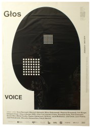 Plakat wystawowy Głos Voice Anna Baumgart Wojciech Bąkowski et al. Centrum Sztuki Współczesnej Warszawa proj. Monika Zawadzki (2014)