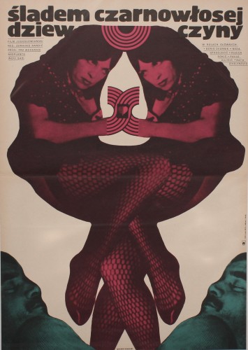 Plakat do filmu Śladem czarnowłosej dziewczyny Reż. Zdravko Randić Projekt Ryszard Kiwerski (1972)