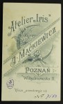 Portret mężczyzny, podkręcone wąsy, zaczes z przedziałkiem, krawat, marynarka Fotografia na tekturce /albumin [J. Maćkiewicz/ Poznań ca 1880]