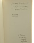 Poesie Verticale Roberto Juarroz [AUTOGRAF TŁUMACZA/ z księgozbioru Julii Hartwig / 1962]
