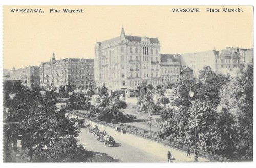 Plac Warecki [Plac Powstańców Warszawy] Warszawa Chlebowski i S-ka [pocztówka, ca 1910]