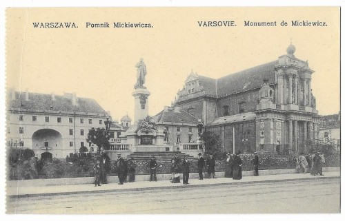 Pomnik Mickiewicza [Krakowskie Przedmieście] Warszawa Chlebowski i S-ka [pocztówka, ca 1910]