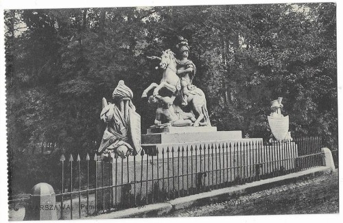 Pomnik Jana III Sobieskiego [Łazienki Królewskie] Warszawa Chlebowski i S-ka [pocztówka, ca 1910]