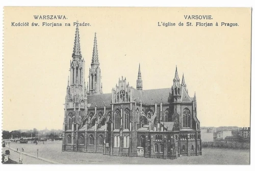 Kościół św. Florjana na Pradze [Kościół Świętego Floriana. Praga] Warszawa Chlebowski i S-ka [pocztówka, ca 1910]