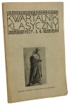 Kwartalnik klasyczny nr 4 rok I 1927