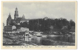 Kraków. Wawel od strony Wisły. Odjazd statków wycieczkowych [pocztówka / ca 1930]