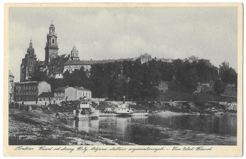 Kraków. Wawel od strony Wisły. Odjazd statków wycieczkowych [pocztówka / ca 1930]