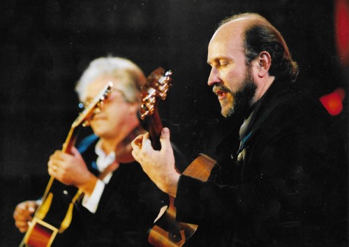 Larry Coryell John Scofield Międzynarodowy festiwal Mars King Size Poznań Jazz Fair '95 fotografia Marek Karewicz [vintage print / 1995]