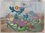 Film pod strasznym tytułem - Latar, Chlapy, Topicha, Mamuna, Tatun, plonki przy stole - folia animacyjna proj. Leszek Gałysz [ca 1992]
