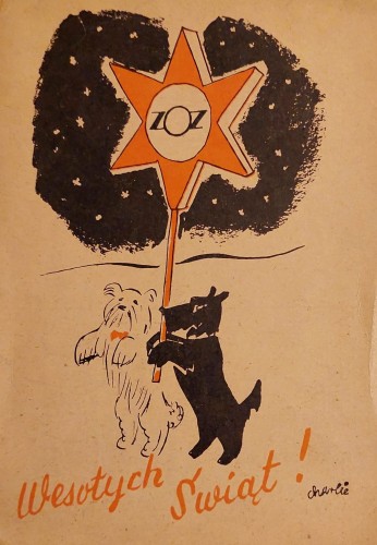 Wesołych Świąt proj. Karol Ferster [Charlie] Zw. Opieki nad Zwierzętami [pocztówka / przed 1939]
