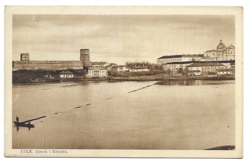Łuck [Луцьк, Łućk / Ukraina, obw. wołyński] Zamek i katedra [pocztówka / przed 1939]