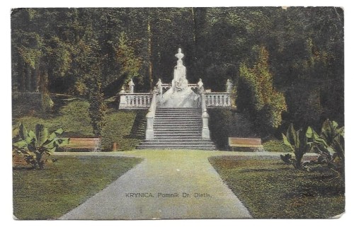 Krynica Pomnik Dr. Dietla [pocztówka przed 1939]