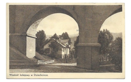 [Wisła] Wiadukt kolejowy w Dziechcince [pocztówka przed 1939]