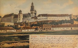Kraków Zamek na Wawelu z główną częścią katedry [pocztówka ca 1905] 