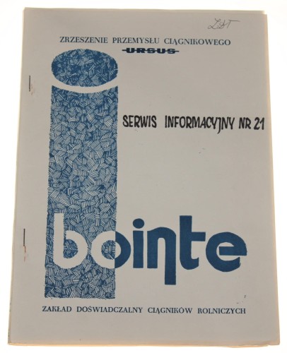 Ursus Serwis Informacyjny nr 21 30 listopad 1988 Zrzeszenie Przemysłu Ciągnikowego Ursus [BOiNTE Branżowy Ośrodek  Informacji Naukowej Technicznej i Ekonomicznej]