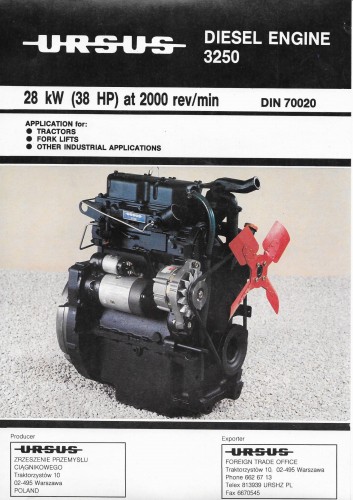 Ursus Diesel Engine 3250 [folder / prospekt / ca 1989]