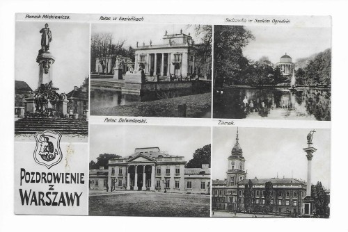 Warszawa Pozdrowienie z Warszawy [Zdjęcia z teki K. Wojutyńskiego / pocztówka ca 1930]