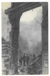 ul. Marszałkowska róg ul. Śniadeckich Warszawa zburzona Na odbudowę Warszawy [pocztówka ca 1950]