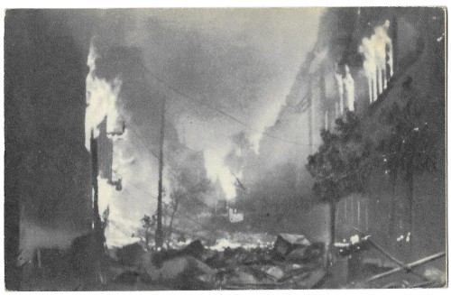 Marszałkowska płonie Warszawa walcząca Na odbudowę Warszawy [pocztówka ca 1950]