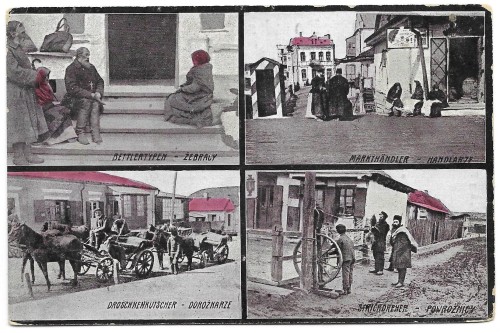 Żebracy Handlarze Dorożkarze Powroźnicy [pocztówka przed 1918]