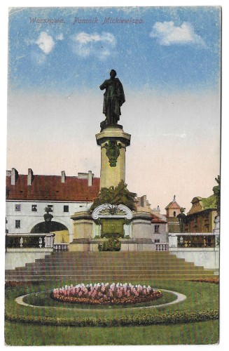 Warszawa Pomnik Mickiewicza [pocztówka przed 1930]