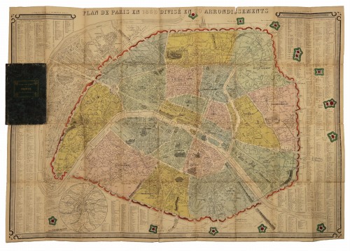 [Plan Paryża z podziałem na 20 dzielnic] Plan de Paris divise en 20 arrondissements [Rytowany w stali] Grave sur Acier par J. N. Henriot [1860]