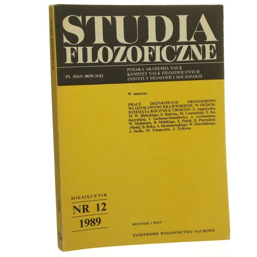 Studia Filozoficzne Nr 12 / 1989