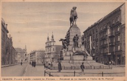 Kraków Pomnik Jagiełły i kościół św. Florjana [pocztówka / przed 1939] 