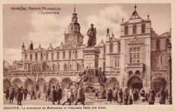 Kraków Pomnik Mickiewicza i Sukiennice [pocztówka / przed 1939]