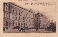 Kraków Plac Matejki i pomnik Jagiełły [pocztówka / przed 1939] 