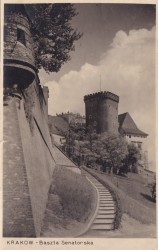 Kraków Baszta Senatorska [fotografia na papierze pocztówkowym / przed 1939]