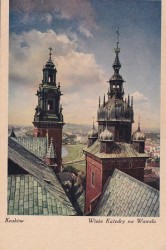 Kraków Wieże Katedry na Wawelu [pocztówka / przed 1939] 