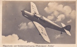 Schnellreiseflugzeug, Umschulungsflugzeug Messerschmitt Taifun, D-IMTT [pocztówka / przed 1939]